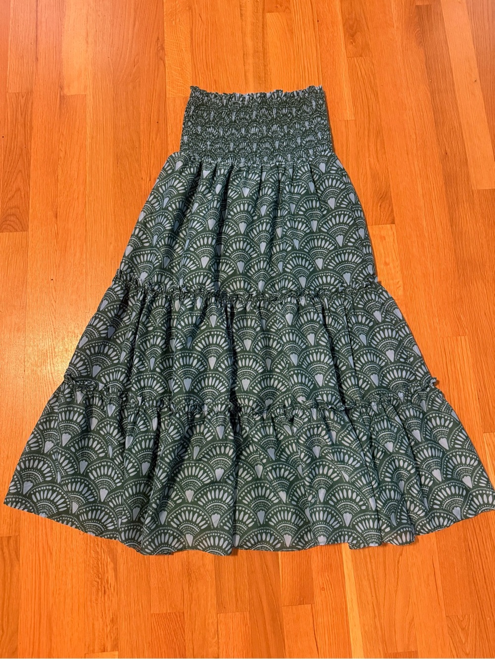 J. Marie convertible Dress Skirt in Teal Fan Print